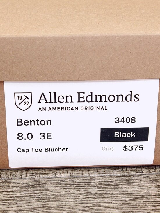 Allen Edmonds BENTON Cap Toe Blucher 8 EEE Wide Black * add $15 new Trees main image 5